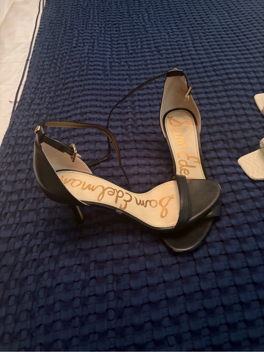 Sam Edelman Black Open-Toe Ankle-Strap Heels